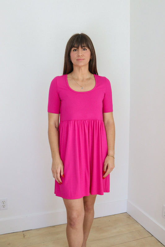 Made in Canada. Women's Clothing. Bamboo fabric. OEKO-TEX certified. Women's dress. Super soft fabric. Bamboo rib knit fabric. Empire waist.