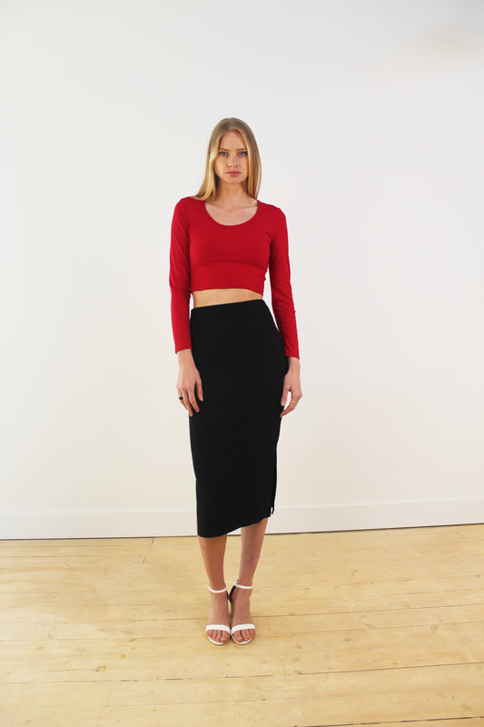 Made in Canada. Women's Clothing. Bamboo fabric. OEKO-TEX certified. Bamboo rib knit. Women's dress. Skirt.